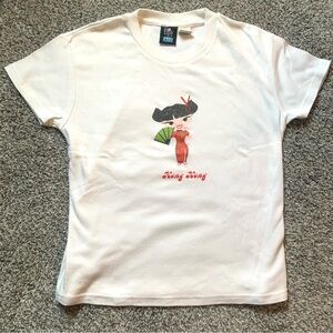 Y2K Vintage Hong Kong Souvenir Baby Tee Size L